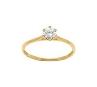 1001 Bijoux Bague acier doré solitaire 4.5mm oxyde blanc 6 griffes + écrin (offert) - tour de doigt 50