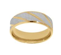 1001 Bijoux Bague acier et PVD doré striée + écrin (offert)