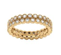 1001 Bijoux Bague plaqué or 2 rangs oxydes blancs sertis + écrin (offert) - tour de doigt 50