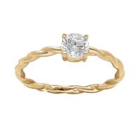 1001 Bijoux Bague plaqué or anneau torsade solitaire oxyde blancs sertis + écrin (offert) - tour de doigt 54