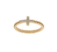 1001 Bijoux Bague plaqué or boules avec croix oxydes blancs sertis + écrin (offert) - tour de doigt 50