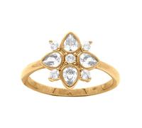 1001 Bijoux Bague plaqué or fleur oxydes blancs serti clos + écrin (offert) - tour de doigt 60