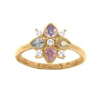 1001 Bijoux Bague plaqué or fleur oxydes couleurs pastelles serti clos + écrin (offert) - tour de doigt 58