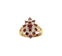 1001 Bijoux Bague plaqué or marquise oxydes rouges et blancs + écrin (offert) - tour de doigt 58