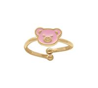 1001 Bijoux Bague plaqué or ouverte régalble ourson rose + écrin (offert)
