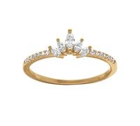 1001 Bijoux Bague plaqué or oxydes blancs sertis + écrin (offert) - tour de doigt 58