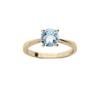 1001 Bijoux Bague plaqué or pierre véritable topaze bleu 6,5mm + écrin (offert) - tour de doigt 54