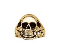 1001 Bijoux Bague tête de mort moyenne acier doré lisse + écrin (offert) - tour de doigt 60