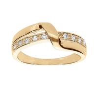 1001 Bijoux Bague vermeil (Or sur Argent) croisée pierres blanches + écrin (offert) - tour de doigt 52