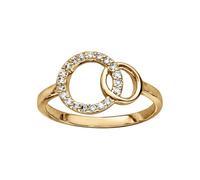 1001 Bijoux Bague vermeil (Or sur Argent) double cercle entrelacé pierres blanches + écrin (offert) - tour de doigt 52