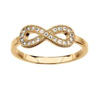 1001 Bijoux Bague vermeil (Or sur Argent) forme huit (infini) pierres blanches + écrin (offert)