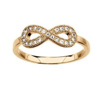1001 Bijoux Bague vermeil (Or sur Argent) forme huit (infini) pierres blanches + écrin (offert) - tour de doigt 60