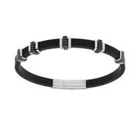 1001 Bijoux Bracelet acier caoutchouc noir 21.5cm régalble 20cm et 18.5cm + écrin (offert)