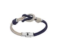 1001 Bijoux Bracelet acier cordon bicolore blanc et bleu noeud marin 20cm réglable + écrin (offert)