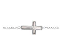 1001 Bijoux Bracelet acier croix nacre imitation 16+3cm + écrin (offert)