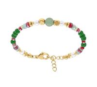 1001 Bijoux Bracelet acier doré boules 4mm verre faceté perles imitation et aventurine 6mm véritable 16.5+3cm + écrin (offert)