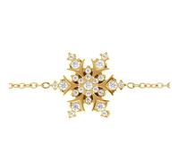 1001 Bijoux Bracelet acier doré flocon de neige 20mm X 16mm oxyde blancs sertis 17+5cm + écrin (offert)