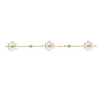 1001 Bijoux Bracelet acier doré jaune avec fleur perles blanches imitation 16+3cm + écrin (offert)