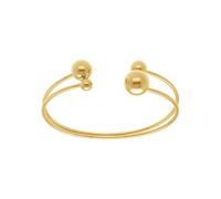 1001 Bijoux Bracelet acier doré jaune rigide 2 rangs ouvert avec boule diamètre 65 X 55mm + écrin (offert)