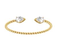 1001 Bijoux Bracelet acier doré jonc ouvert torsage 2 oxydes blancs sertis 60mm X 54mm + écrin (offert)