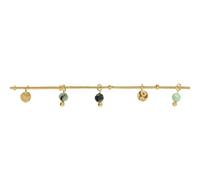 1001 Bijoux Bracelet acier doré pampilles pastilles et boules couleur et malachite véritable 16+3cm + écrin (offert)