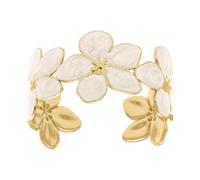 1001 Bijoux Bracelet acier doré Stella Mia nacré blanc rigide fleur 60mm X 50mm + écrin (offert)