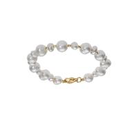 1001 Bijoux Bracelet acier et PVD doré perles de culture d'eau douce blanches 16+3cm + écrin (offert)