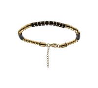 1001 Bijoux Bracelet acier et PVD doré pierres naturelles onyx 18+3cm + écrin (offert)