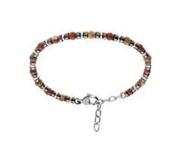 1001 Bijoux Bracelet acier jaspe rouge et rondelles hématite noire PVD rose 18.5+3cm + écrin (offert)