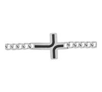 1001 Bijoux Bracelet acier satinée maille gourmette 5mm avec croix résine noire 21cm + écrin (offert)