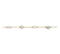 1001 Bijoux Bracelet argent 925‰ doré boules givrées et perles blanches imitation 16+3cm + écrin (offert) + Certificat d'Authenticité Argent 925‰
