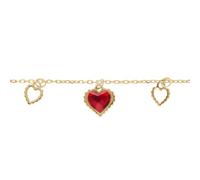 1001 Bijoux Bracelet argent 925‰ doré pampille coeurs ajourés et un oxyde rouge 15+3cm + écrin (offert) + Certificat d'Authenticité Argent 925‰