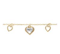 1001 Bijoux Bracelet argent 925‰ doré pampilles coeurs ajourés et un oxyde blanc 15+3cm + écrin (offert) + Certificat d'Authenticité Argent 925‰