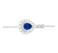 1001 Bijoux Bracelet argent rhodié goutte oxyde bleu serti contour oxydes blancs sertis et dentellé 15+3cm + écrin (offert) + Certificat d'Authenticité Argent 925‰