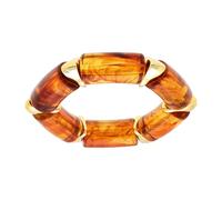 1001 Bijoux Bracelet extensible résine couleur ambre miel et résine doré + écrin (offert)