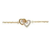 1001 Bijoux Bracelet plaqué or coeurs entrelacés oxydes blancs 15.5+2.5cm + écrin (offert)