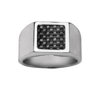 1001 Bijoux Chevalière acier plateau carbone + écrin (offert) - tour de doigt 68