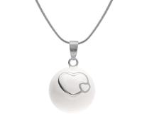 1001 Bijoux Collier acier bola de grossesse rond 21mm résine blanche et coeurs 90+20cm + écrin (offert)