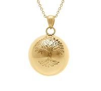 1001 Bijoux Collier acier doré bola de grossesse rond 21mm Arbre de Vie 90+20cm + écrin (offert)