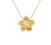1001 Bijoux Collier acier doré fleur 15mm 40+4cm + écrin (offert)