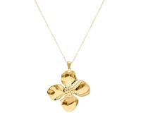 1001 Bijoux Collier acier doré jaune pendentif fleur dim 37 X 37-40+5cm + écrin (offert)