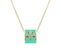 1001 Bijoux Collier acier doré jaune Stella Mia résine verte et rouge 45+10cm + écrin (offert)