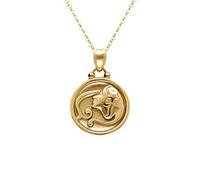 1001 Bijoux Collier acier doré médaille 15mm zodiaque vierge recto verso constellation 40+10cm + écrin (offert)