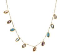 1001 Bijoux Collier acier doré navette tutti frutti 40+5cm + écrin (offert)