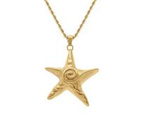 1001 Bijoux Collier acier doré pendentif étoile de mer 40+6cm + écrin (offert)