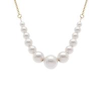 1001 Bijoux Collier acier doré perles imitation blanches 40+5cm + écrin (offert)