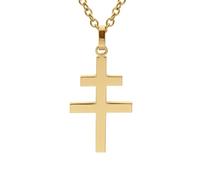1001 Bijoux Collier acier jaune pendentif croix de lorraine 30mmx19mm 50+5cm