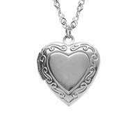1001 Bijoux Collier acier pendentif cassolette coeur 45+10cm + écrin (offert)