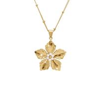 1001 Bijoux Collier acier pendentif fleur diamètre 33 perles blanches imitation 43+5cm + écrin (offert)