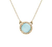 1001 Bijoux Collier argent 925‰ doré cabochon bleu ciel 40 +5 cm + écrin (offert) + Certificat d'Authenticité Argent 925‰